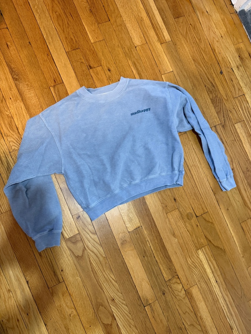 Madhappy Women's Pastel Blue Cropped Crewneck Sweatshirt